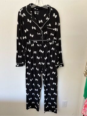 Kate Spade New York Bow Print 2-Piece Pajama Set | Size M | Black & White